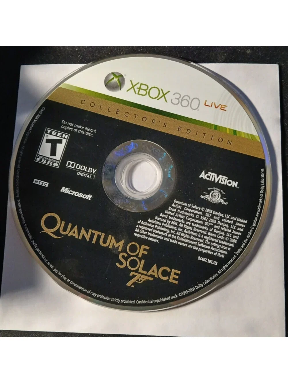 007 Quantum of Solace [Collector's Edition] Disc Only Xbox 360 (READ CONDITION)
